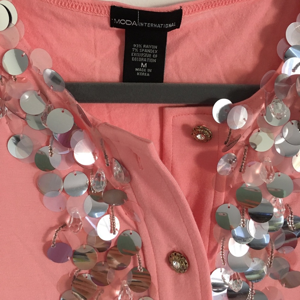 EUC Preppy pink beaded cardigan - Picture 3 of 6